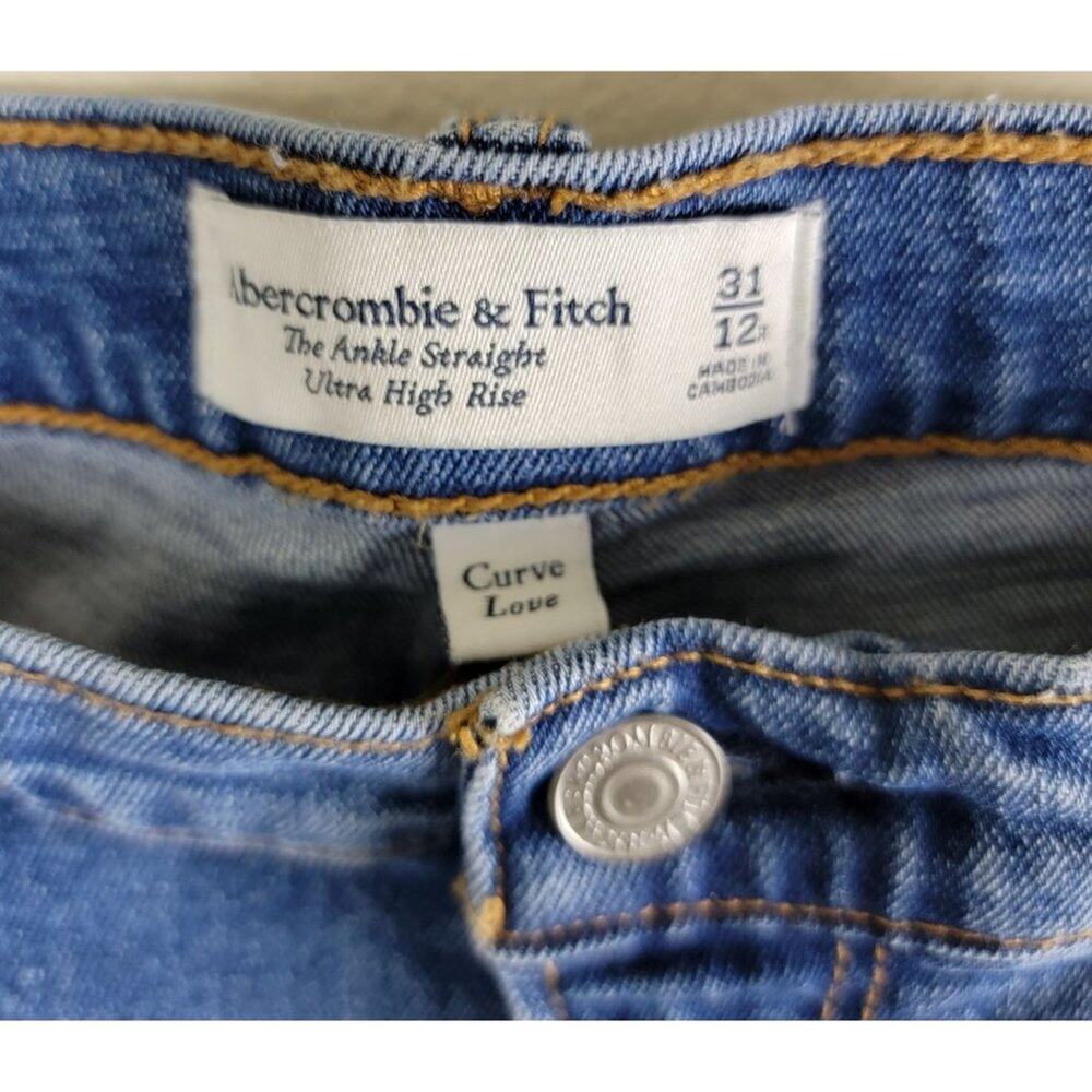 The Abercrombie & Fitch Ankle Straight Ultra Rise Jeans Womens size 31/12 Blue - Picture 5 of 8